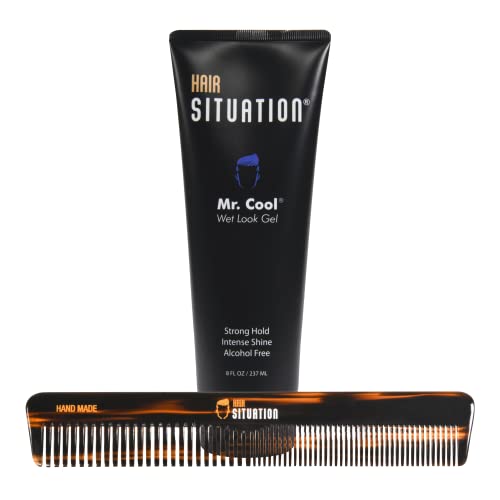 Mr. Cool Hair Gel - Strong Hold, Intense Shine, Alcohol-Free, Flake-Free - Includes Comb