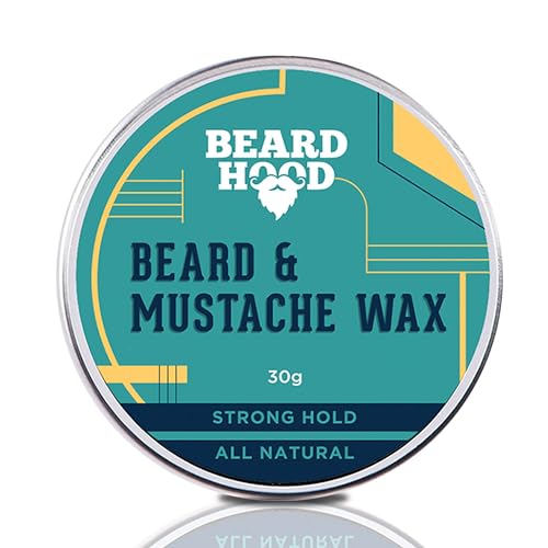 BEARDHOOD Mustache & Beard Wax - Superior Hold, Natural Ingredients, Musky Scent - 30g