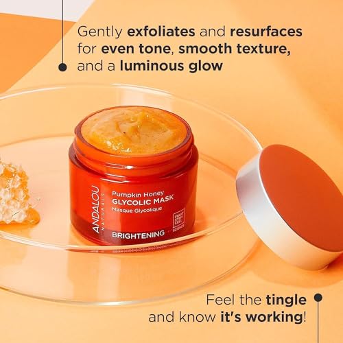 Andalou Naturals Pumpkin Honey Glycolic Mask - Exfoliating & Brightening with Vitamin C - 1.7 fl oz