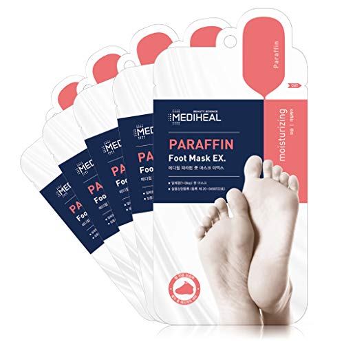 Mediheal Paraffin Foot Mask - Exfoliates, Moisturizes, Repairs Cracked Heels - 5 Pairs