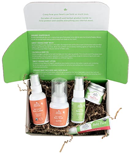 Earth Mama Skin Care Set - Organic Newborn Essentials, Gentle Herbal Care - 5 Pieces