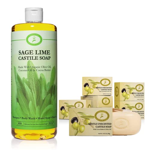 Carolina Castile Body Wash - Skin-Softening Organic Olive Oil, Hydrating Cocoa Butter - 16oz