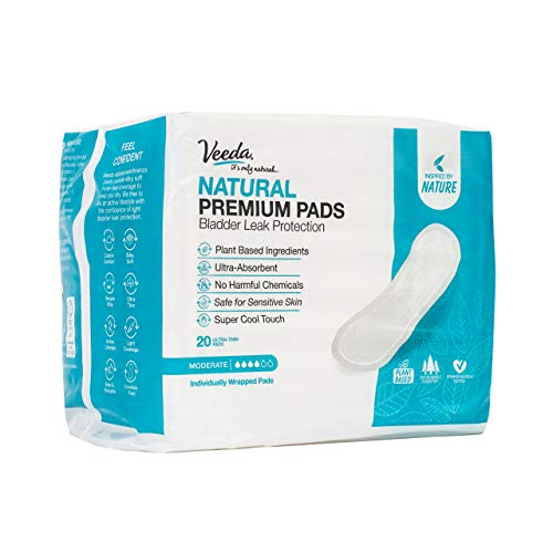 Veeda Feminine Pads - Ultra-Thin, Hypoallergenic Bladder Protection, Odor Control - 20 Count