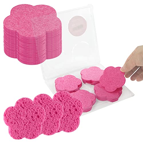 Natural Facial Cleansing Sponge Set - Gentle Exfoliation, Reusable, 50 Cute Flower Sponges