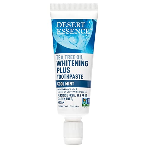 Desert Essence Toothpaste - Whitening, Fluoride-Free, Vegan, Non-GMO - Travel Size 1oz