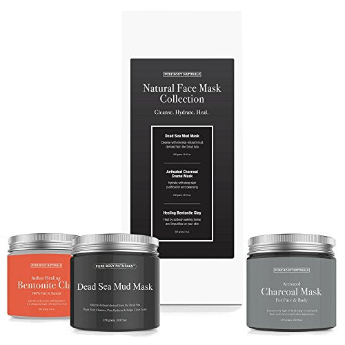 Pure Body Naturals Skin Care Set - Deep Cleansing & Hydrating Masks, Ideal Gift - 3 Jars, 8.8 oz