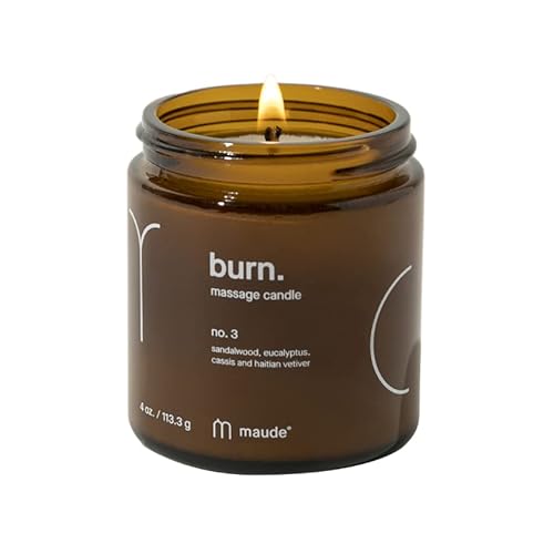 Maude Burn No. 3 Massage Oil Candle - Hydrating Jojoba & Soybean Oil, Eucalyptus & Sandalwood - 4oz