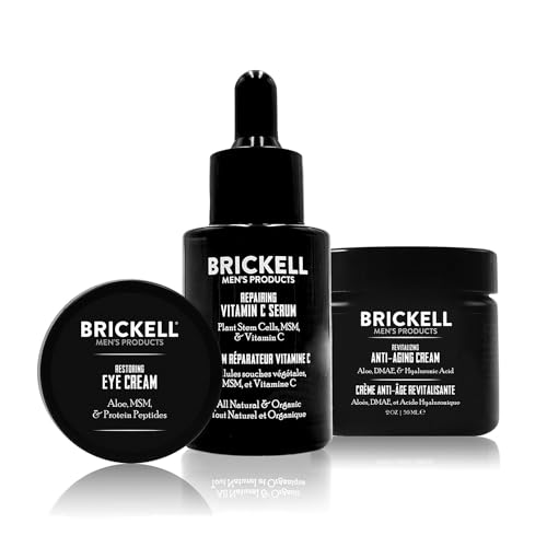 Brickell Men's Skin Care Set - Reduces Wrinkles, Natural Ingredients, Hydrating - Gift Set