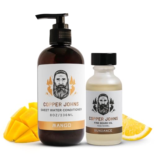 Men's Beard Oil & Conditioner Bundle - Nourishes Hair & Skin, 72 Ionic Minerals - 4oz