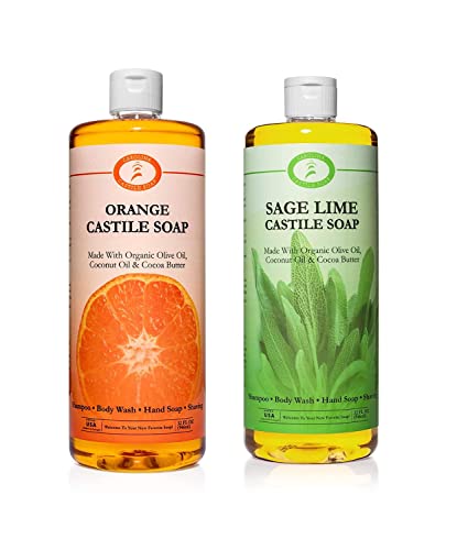 Carolina Castile Soap Body Wash - Non-Drying, Organic, Vegan, Versatile Citrus - 32oz