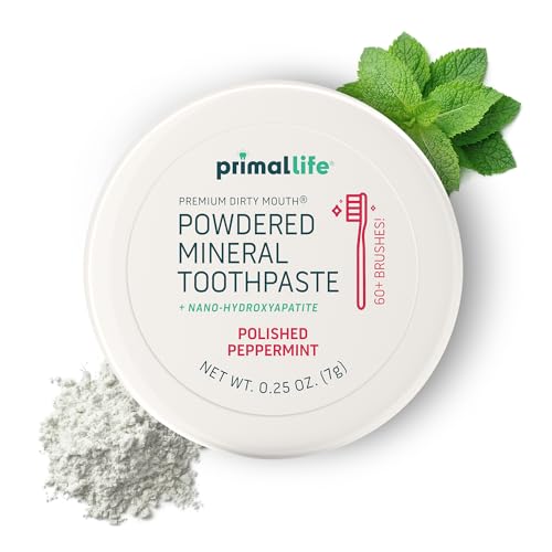 Primal Life Organics Tooth Cleaning Powder - Vegan, Organic, Refreshing Peppermint Flavor - 0.25 oz