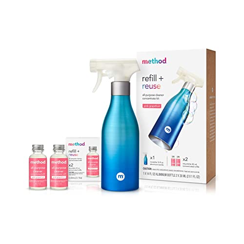 Method All-Purpose Cleaner Kit - Plant-Based, Reusable Aluminum Bottle, Pink Grapefruit - 14 fl oz
