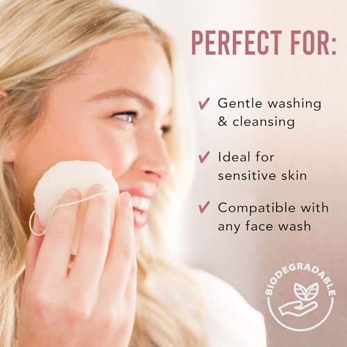 Beauty by Earth Facial Cleansing Sponge Set - Gentle Exfoliation, 100% Natural - 2 Pack