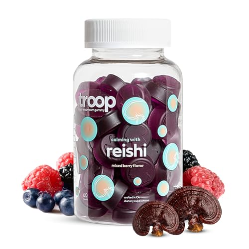 Troop Daily Mushroom Reishi Gummy - Immune Support, Stress Management, Vegan - 60 Count