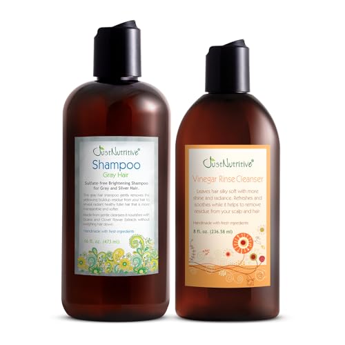 Just Nutritive Scalp Treatment Duo - Restore Gray Hair Radiance, Nourishing Vinegar Cleanser - 24oz