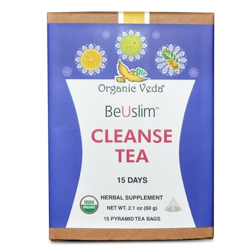 Organic Veda BeUslim Cleanse Tea - Natural Detox & Digestive Support - 15 Herbal Tea Bags