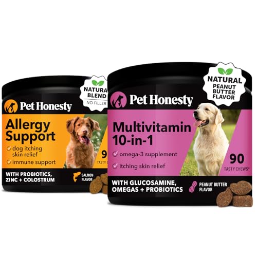 Pet Honesty Dog Supplement - Allergy Relief, Joint Support, Probiotics & Omega Oils - 90 Chews