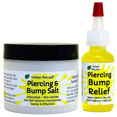 Urban ReLeaf Piercing Bump Relief Set - Keloid Treatment, Sea Salt Concentrate - Made in USA