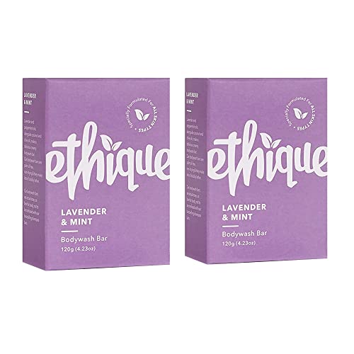 Ethique Lavender & Peppermint Body Wash - Creamy Natural Formula, Plastic-Free - 4.23 oz (Pack of 2)