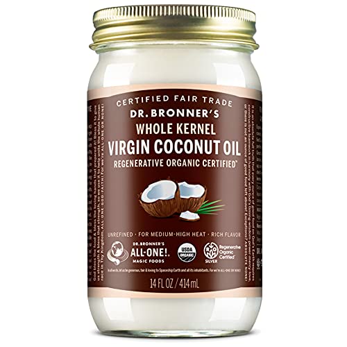 Dr. Bronner's Organic Virgin Coconut Oil - Versatile Cooking & Beauty, Fair Trade, Non-GMO - 14oz