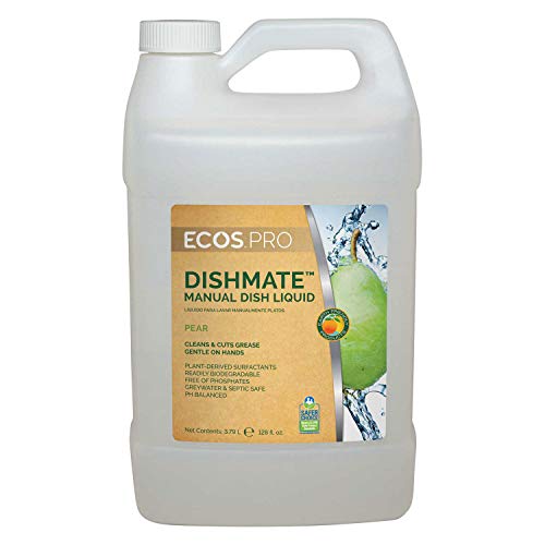 Earth Friendly Products Dishmate Pear Dish Soap - Biodegradable, pH-Balanced, 4 x 1 Gallon