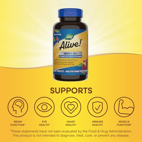 Nature’s Way Alive! Men’s 50+ Multivitamin - Supports Heart, Energy & Immune Health - 130 Tablets