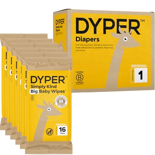 DYPER Bamboo Baby Diapers - Soft & Absorbent, Hypoallergenic, 216 Count + 96 Wipes