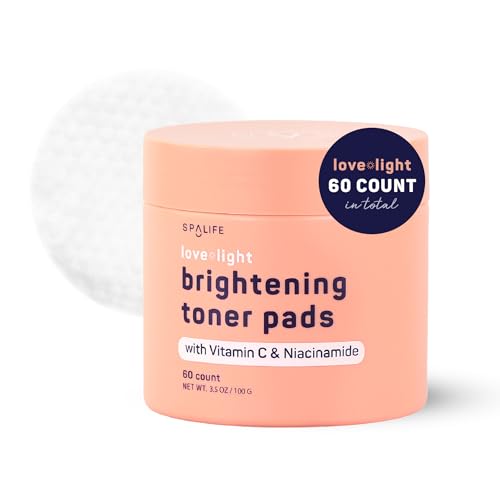 SpaLife Love & Light Toner Pads - Brightens Skin, Targets Dark Spots & Hydrates - 30 Pre-Soaked Pads