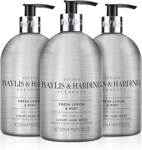 Baylis & Harding Hand Wash - Luxury Lemon & Mint Fragrance, Cruelty-Free - 500ml, Pack of 3