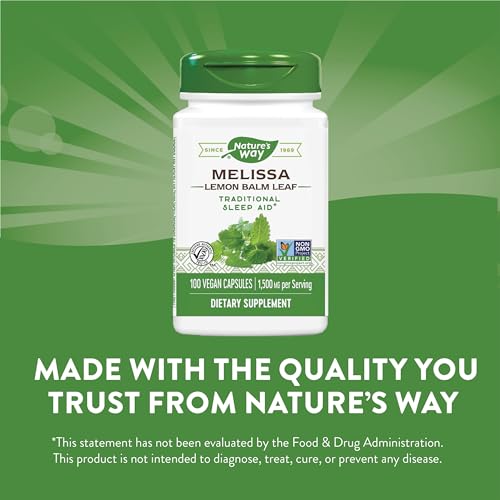 Nature's Way Lemon Balm Herbal Supplement - Traditional Sleep Aid, Non-GMO Verified - 100 Vegan Caps