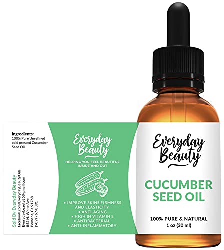 Cucumber Seed Oil - 100% Pure Cold Pressed for Skin, Hair & Nails - 1oz Glass Bottle with Dropper