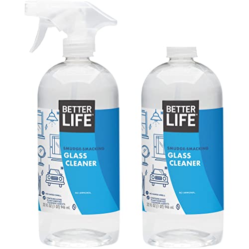 Better Life Glass Cleaner - Streak-Free Shine, Plant-Derived Ingredients - 32oz (Pack of 2)