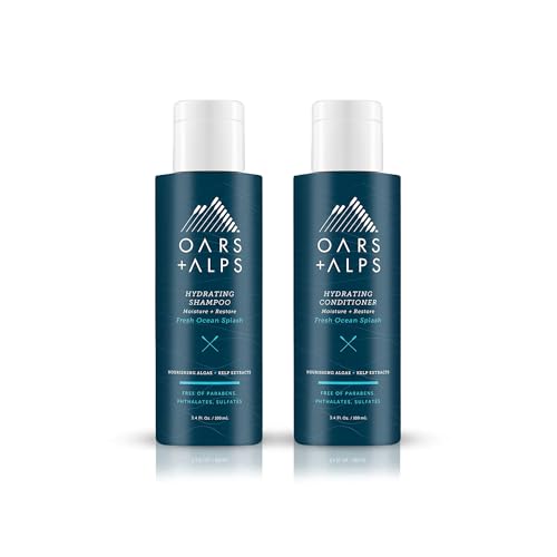 Oars + Alps Men's Shampoo & Conditioner Set - Hydrating, Nourishing Kelp & Algae - 3.4oz Each