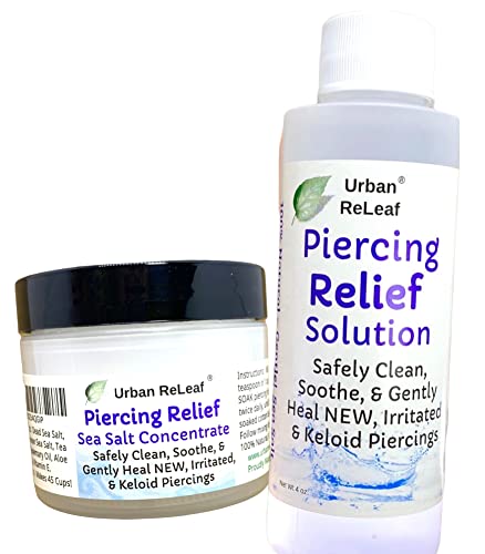 Urban ReLeaf Piercing Relief Set - Natural Soothing Solution & Refill Salts for Quick Healing