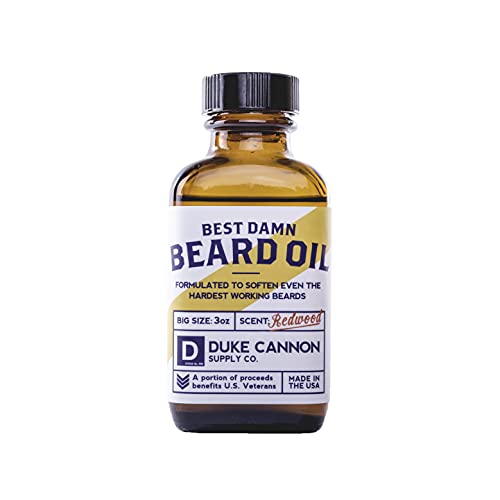 Duke Cannon Beard Oil - Nourishing Apricot, Argan & Jojoba Blend, Redwood Scent - 3 fl. oz