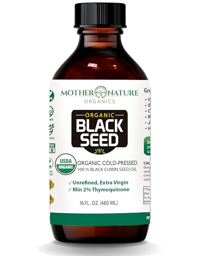 Mother Nature Organics Black Seed Oil - Immune Support, Non-GMO, Vegan - 16oz