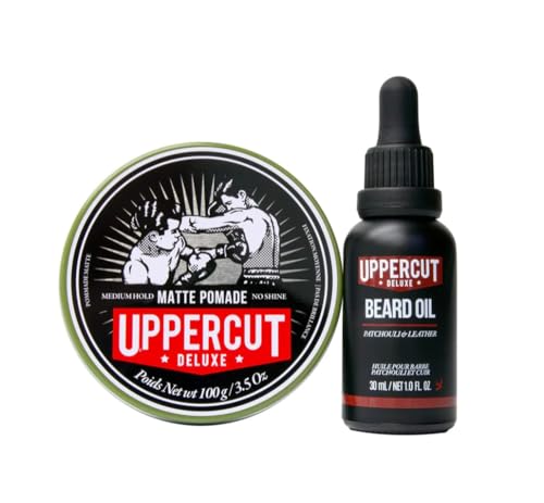 UPPERCUT DELUXE Beard & Mustache Trimmer Bundle - Medium Hold Pomade & Nourishing Beard Oil