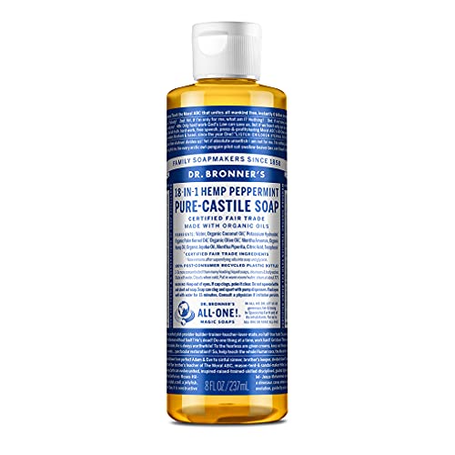 Dr. Bronner's Pure-Castile Liquid Soap - Organic, Fair Trade, Versatile Use - 8oz Peppermint