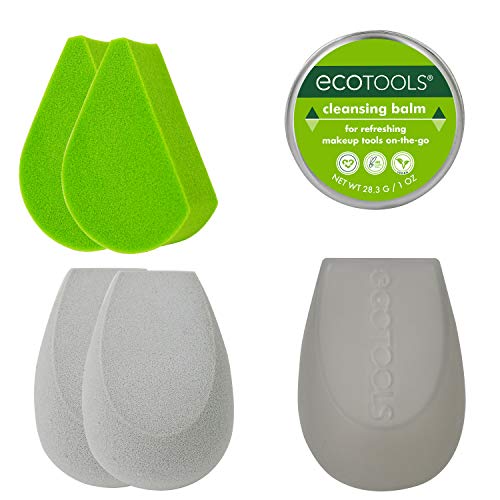EcoTools Makeup Sponge Set - Flawless Blending, Vegan & Cruelty-Free, Travel Case - 4 Pieces