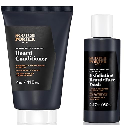 Scotch Porter Beard Conditioner & Wash Set - Moisturizing, Non-Toxic, Vegan - 4oz & 2.17oz