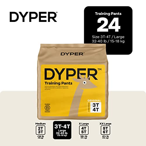 DYPER Toddler Potty Training Pants - Hypoallergenic, Plant-Based Materials, 24 Pack (3T-4T)