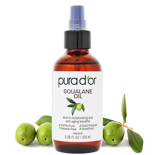 PURA D'OR Squalane Oil - 100% Pure Moisturizer for Skin & Hair, Vegan & Cruelty-Free - 3.38oz