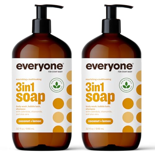 Everyone 3-in-1 Body Wash - Nourishing Coconut & Lemon Soap, EWG Verified - 32oz (Pack of 2)