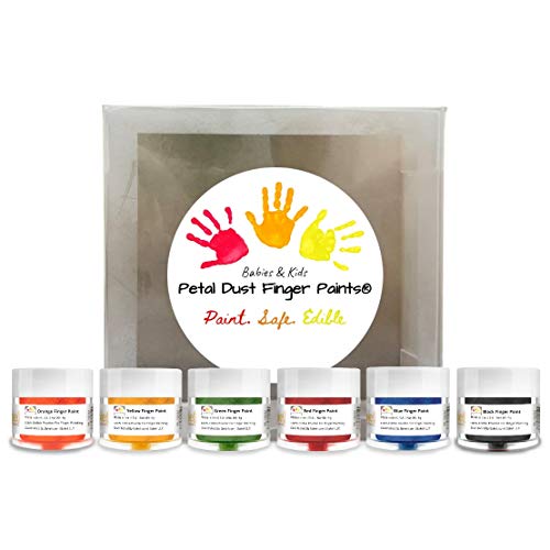 BAKELL Edible Finger Paint Set - Kosher, Vegan, Gluten Free, 100% Edible - 6 Colors, 4g Jars
