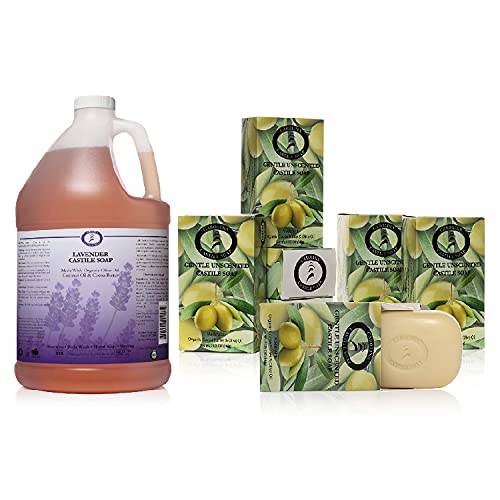 Liquid Lavender Castile Soap - Vegan, Non-Drying, Multi-Use Bar Soap Bundle - 1 Gallon
