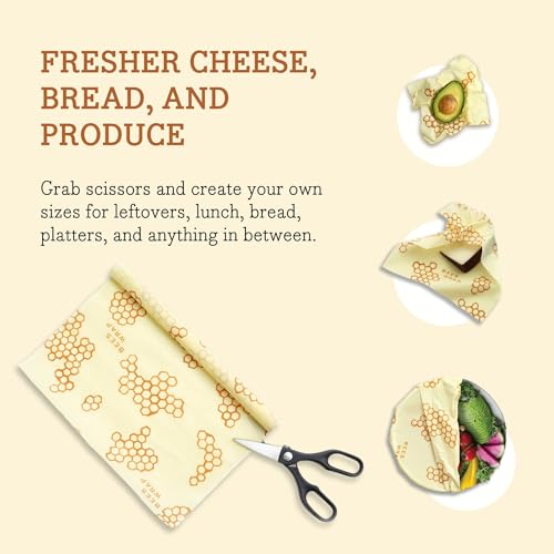 Bee's Wrap Reusable Beeswax Food Wrap - All-Natural, Washable, Cut-to-Size Roll - 14in x 52in