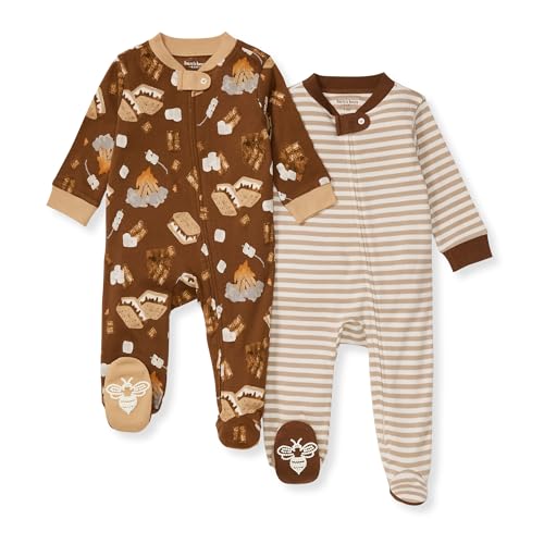Burt's Bees Baby Pajamas - 100% Organic Cotton, Soft & Roomy Fit, Diagonal Zip - NB to 6-9 Months