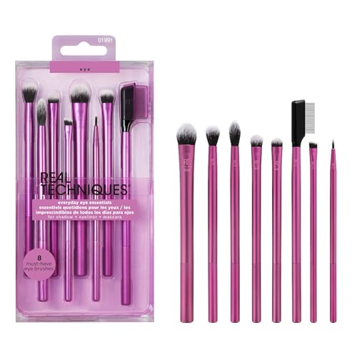 Real Techniques Everyday Eye Essentials Makeup Brush Set - 8 Brushes for All Eye Looks, Vegan