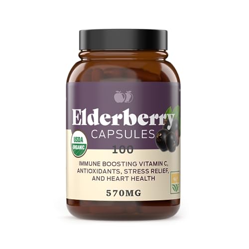 Complete Natural Products Organic Elderberry Capsules - Immune Support, Pure & Raw - 570 mg