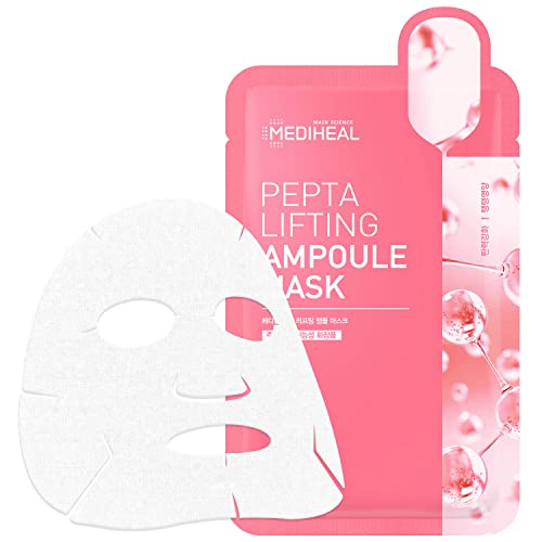 Mediheal Pepta Lifting Ampoule Mask - Revitalizing Peptides & Collagen, Silky Cellulose - 15 Pack